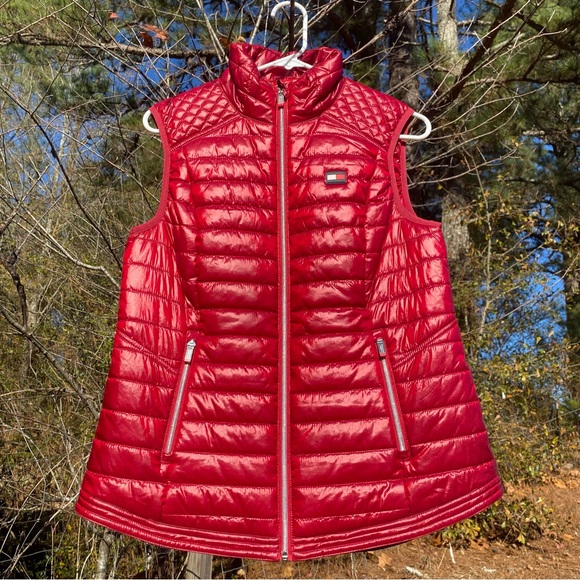 Tommy Hilfiger Sport Deep Red Puffer Zip Up Vest Size L - Picture 1 of 7